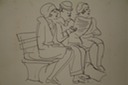 NYC Street Bench (Pen & Ink) 1920s